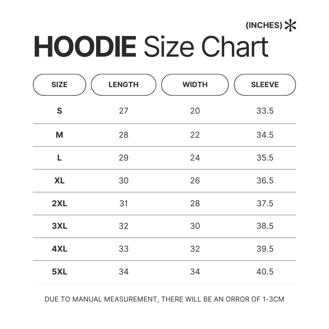 Hoodie Size Chart - Stray Kids UK Merch