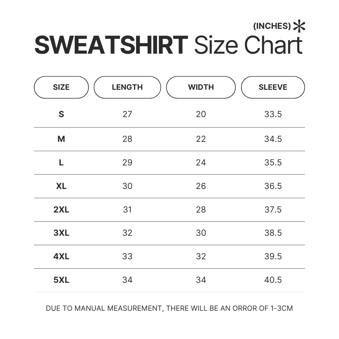 Sweatshirt Size Chart - Stray Kids UK Merch