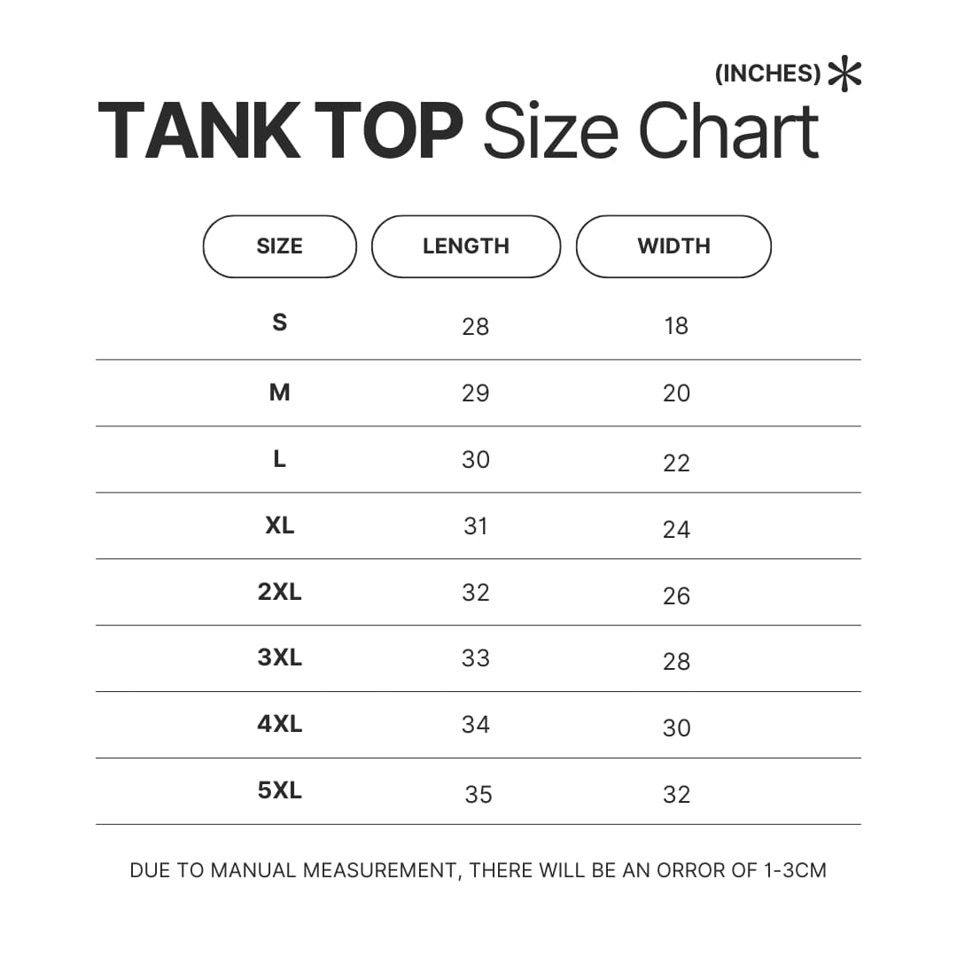 Tank Top Size Chart - Stray Kids UK Merch