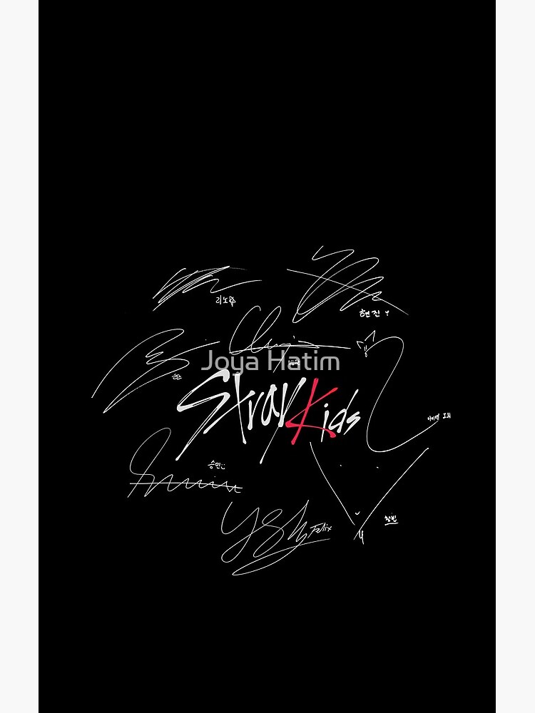 Stray Kids Ot8 Logo With Signatures Black Shower Curtain - Image 2