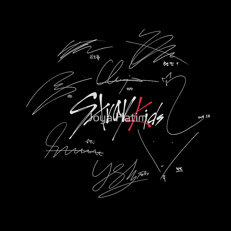 Stray Kids Ot8 Logo With Signatures Black Tote Bag - Image 2