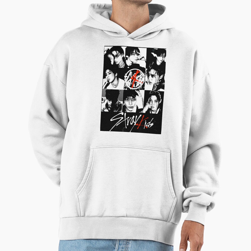 Stray Kids Black And White T Shirt Hoodie - Image 2
