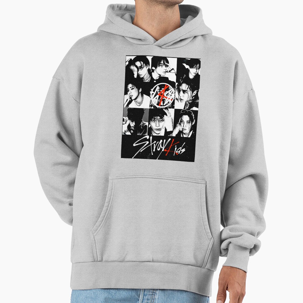 Stray Kids Black And White T Shirt Hoodie - Image 4