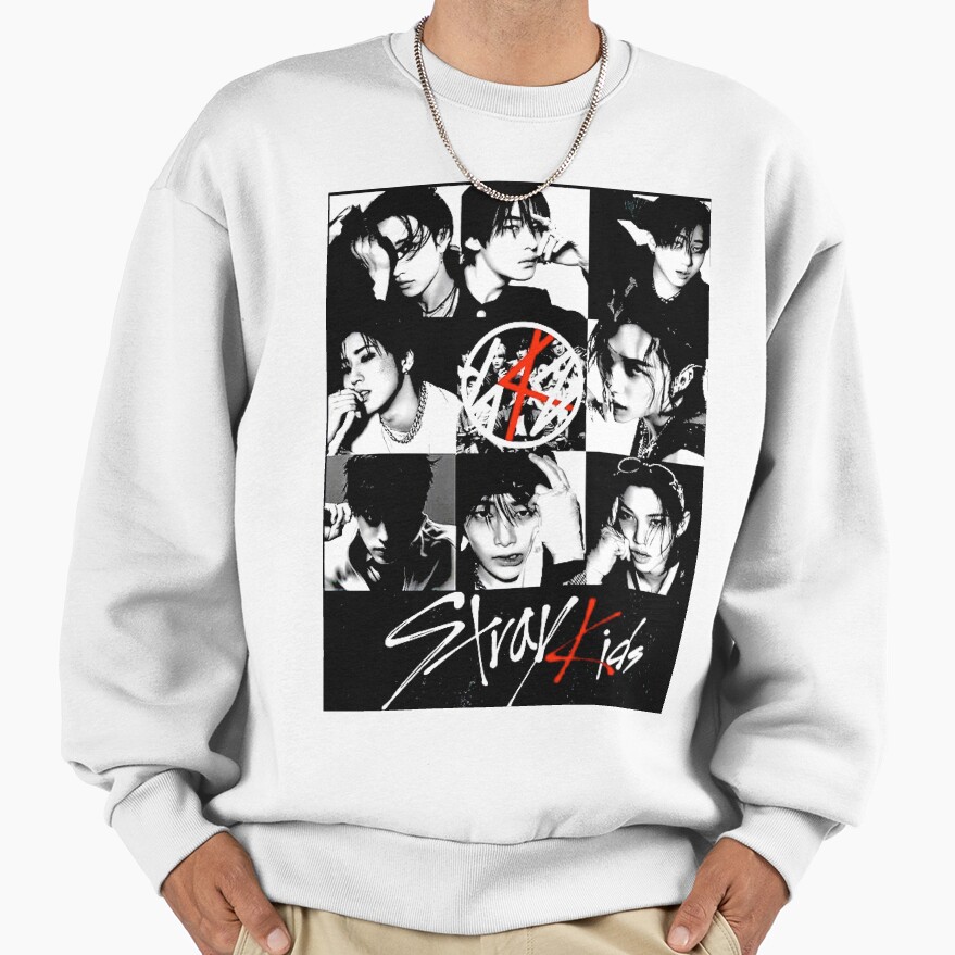 Stray Kids Black And White T Shirt Sweatshirt - Image 2