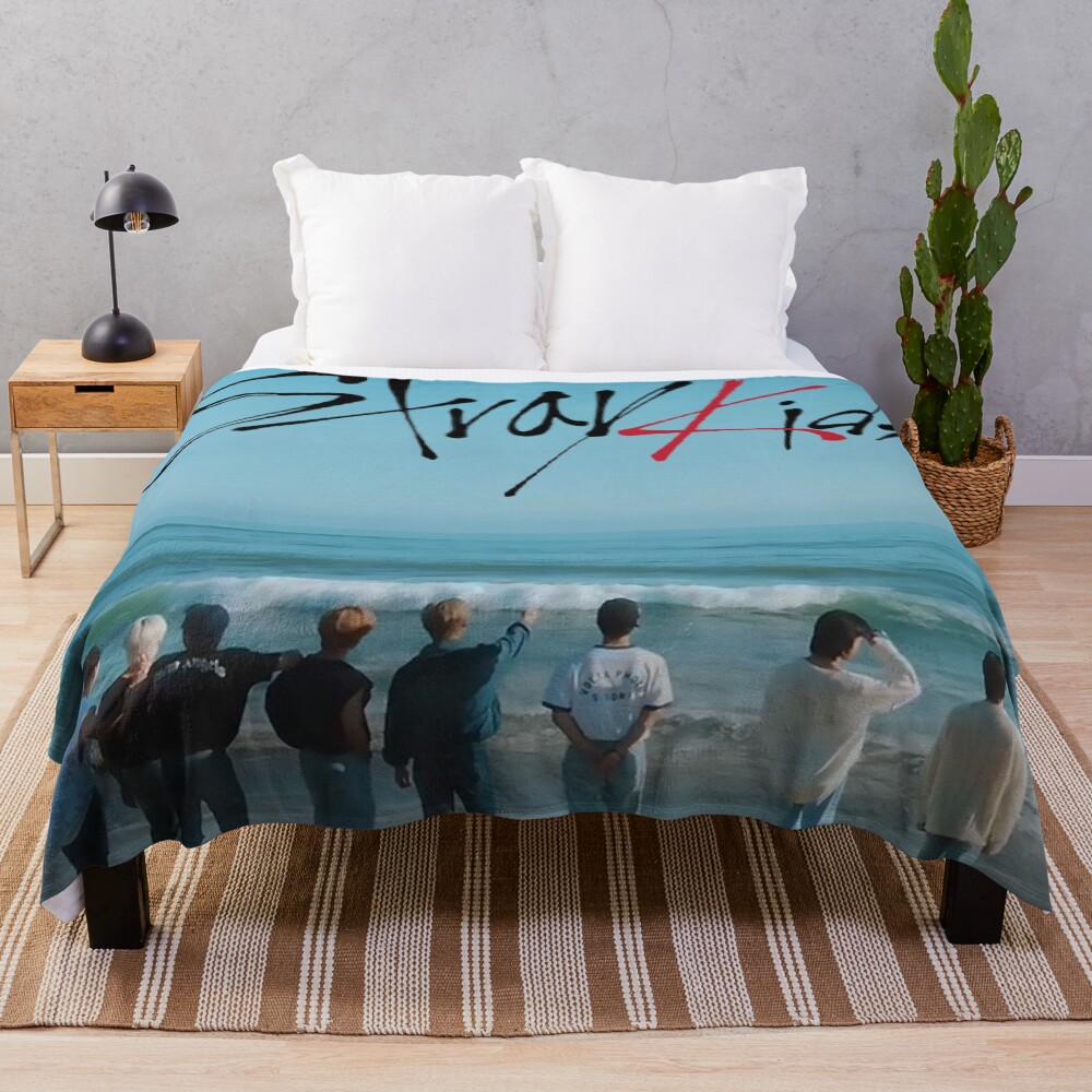 Stray Kids Pastel Blue Summer Throw Blanket