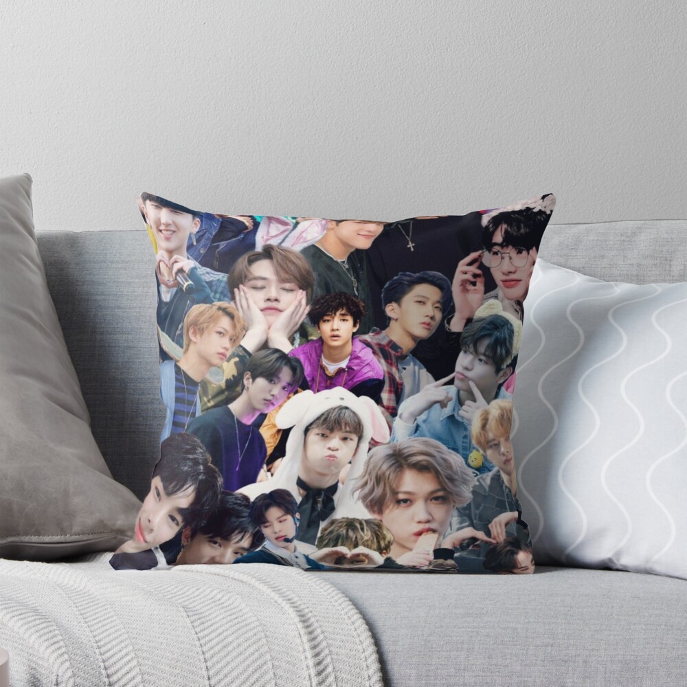 Stray Kids Collage Throw Pillow