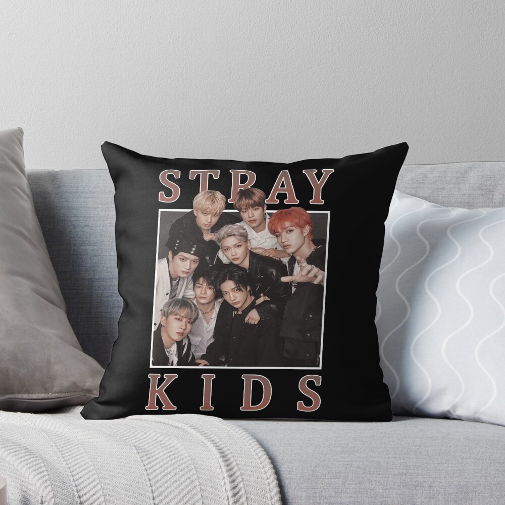Stray Kids Vintage Retro Band Style 90s Throw Pillow